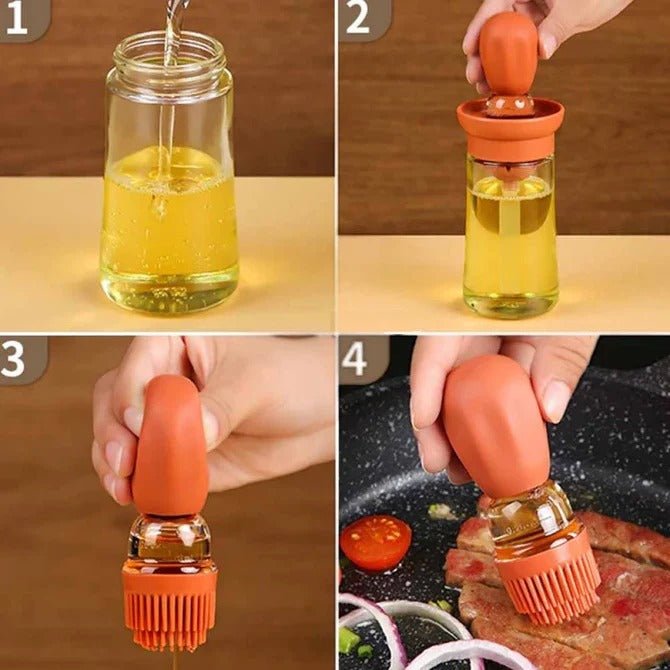 2-in-1 Oil Dispenser Bottle with Silicone Brush